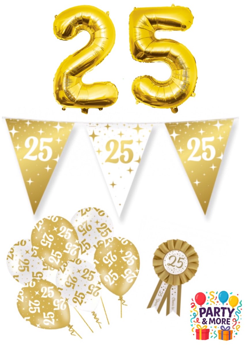 Party & More - 25 jaar - Luxe Gouden Feestdecoratie Set – Compleet Pakket – versiering