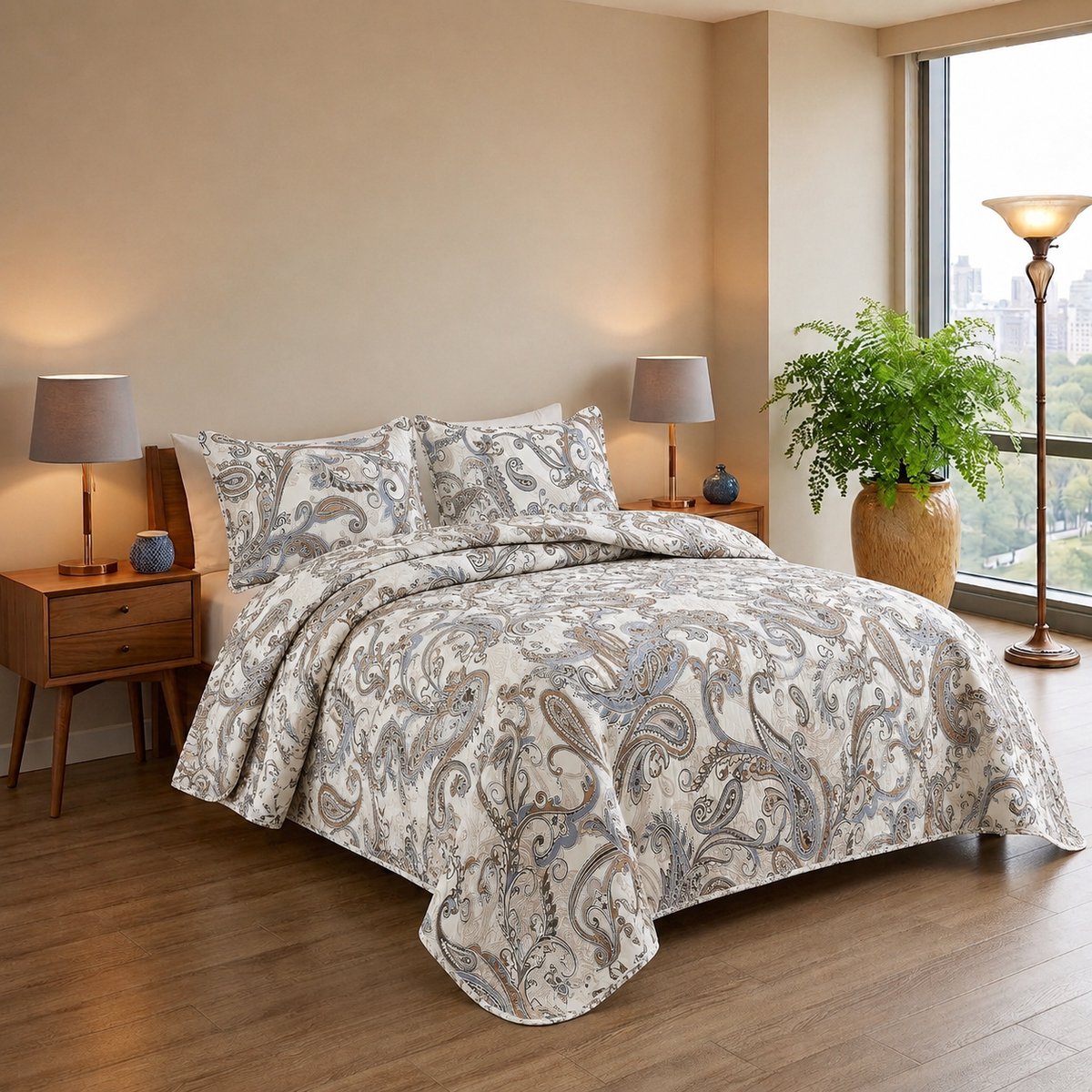 TRANKIELO® - sprei 200x200 cm – Ademend, Zacht, 4 Seizoenen, Inclusief 2 Kussenslopen