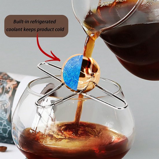 Espresso-koelbol, herbruikbare vriesbol, gemaakt van roestvrij staal, geschikt voor ijsbollen in koffie, cocktails en bourbonwhisky. — afbeelding 2