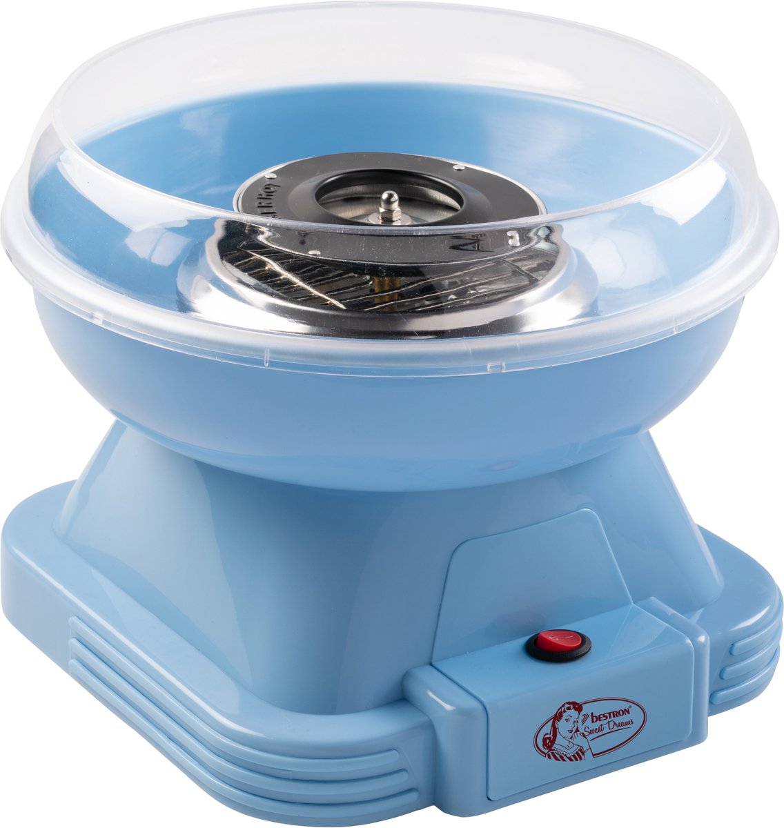 Bestron Suikerspinmachine - Sweet Dreams Collectie - met 10 stokjes & maatlepel - Blauw