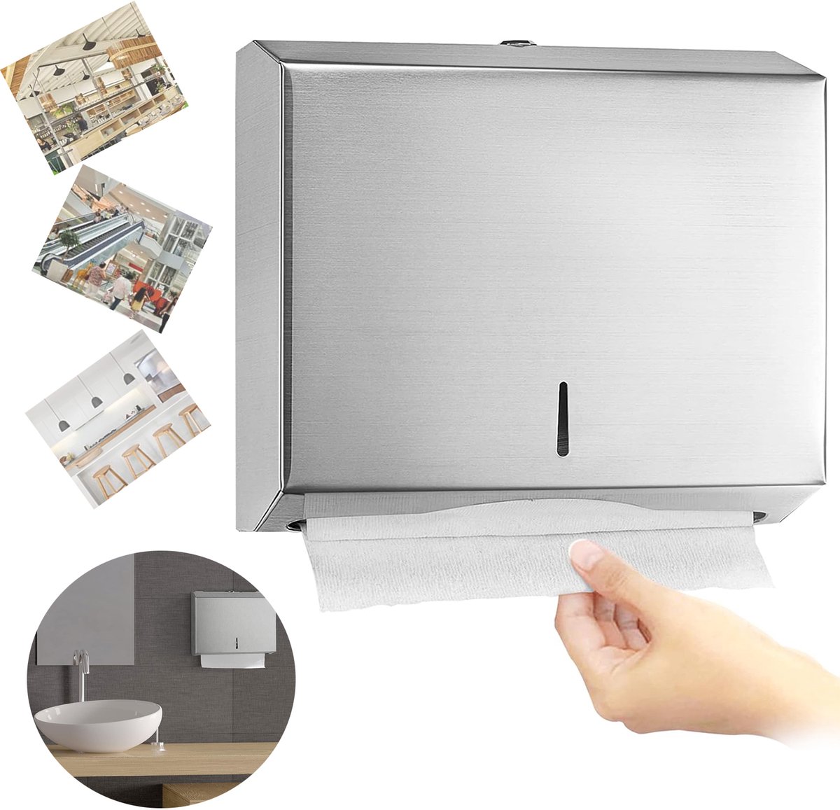 Papieren Handdoek Dispenser, Handdoekdispenser Met Slot, Wandgemonteerde Tissue Dispenser, Voor V- Of Z-Vouw.