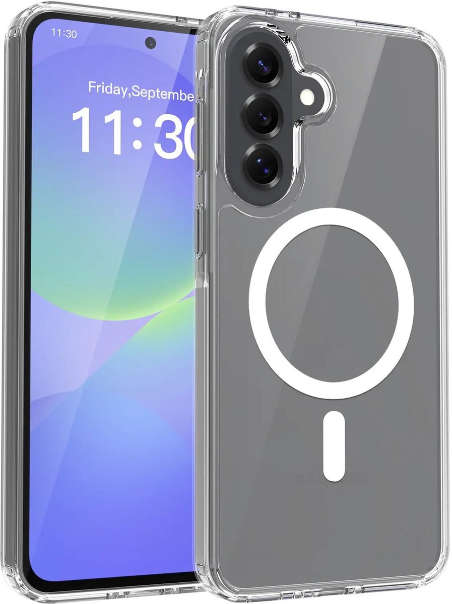 Hoesje Geschikt voor Samsung Galaxy A37 - Compatibel met MagSafe / Qi2 - Hard Back Cover met Magneet - Transparant