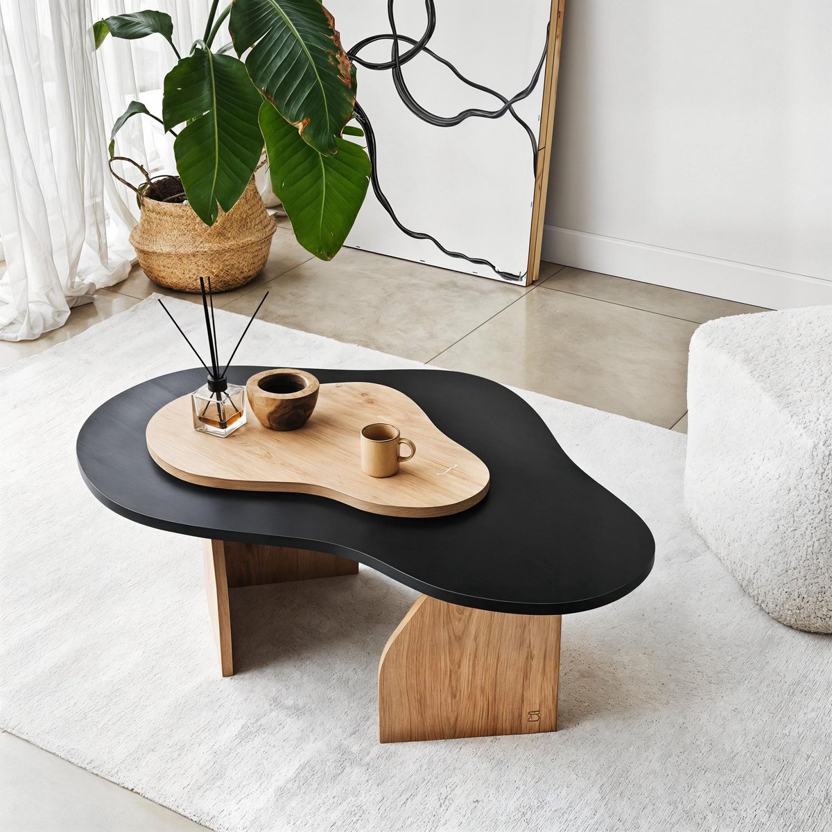 Asir - Salontafel - Zwart en Saffiereiken - 105 x 65 x 35 cm