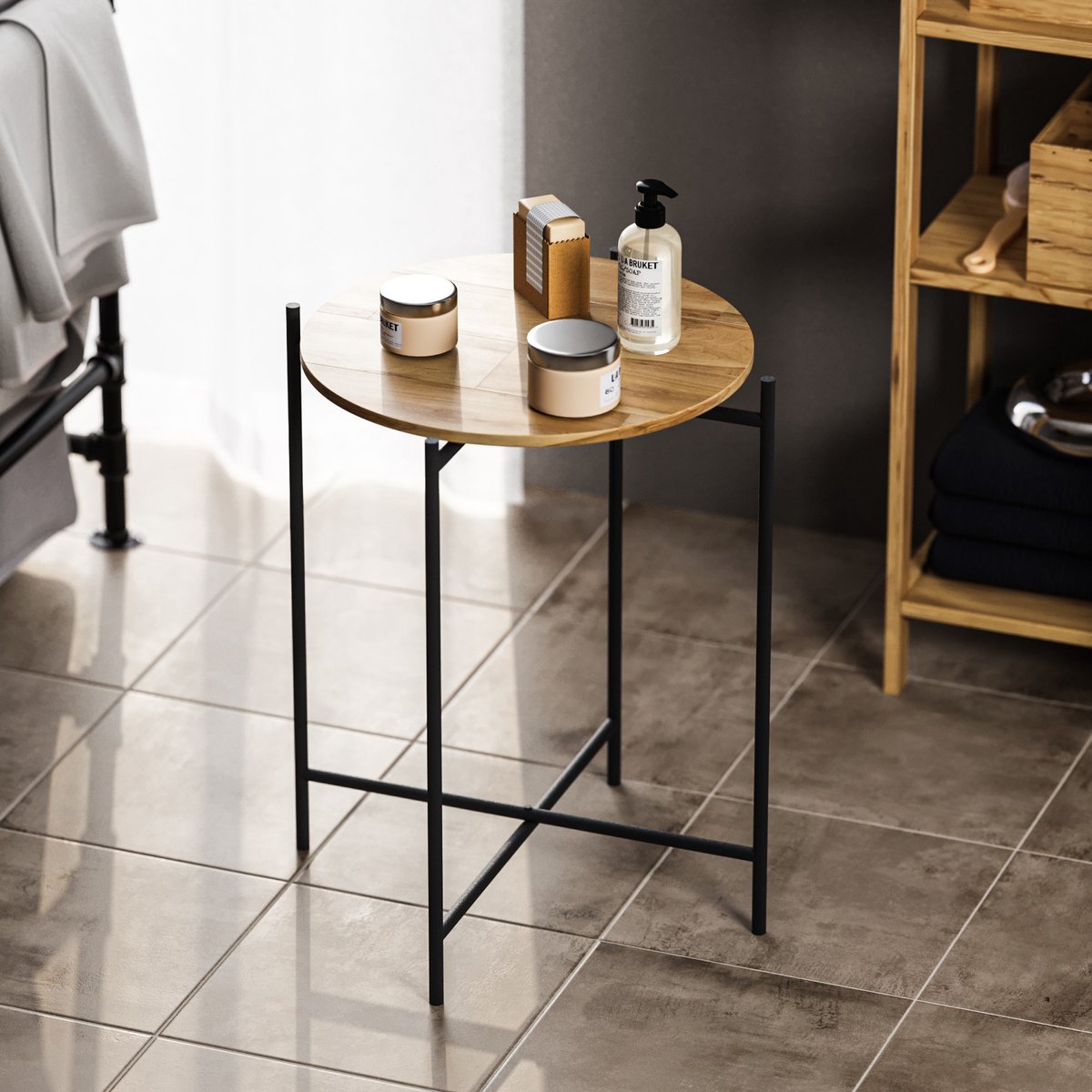 Skye Decor , Salontafel, Shb-004, Hout, Zwart & Naturel, 46 x 46 x 56 cm