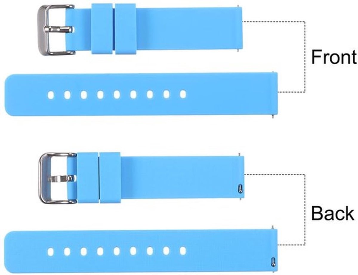 Siliconen Horlogebandje - Vervangend Horloge Riem - Zacht Rubber - Lichtblauw - Snelspanner - Geschikt voor Mannen en Vrouwen - 14 mm Breed