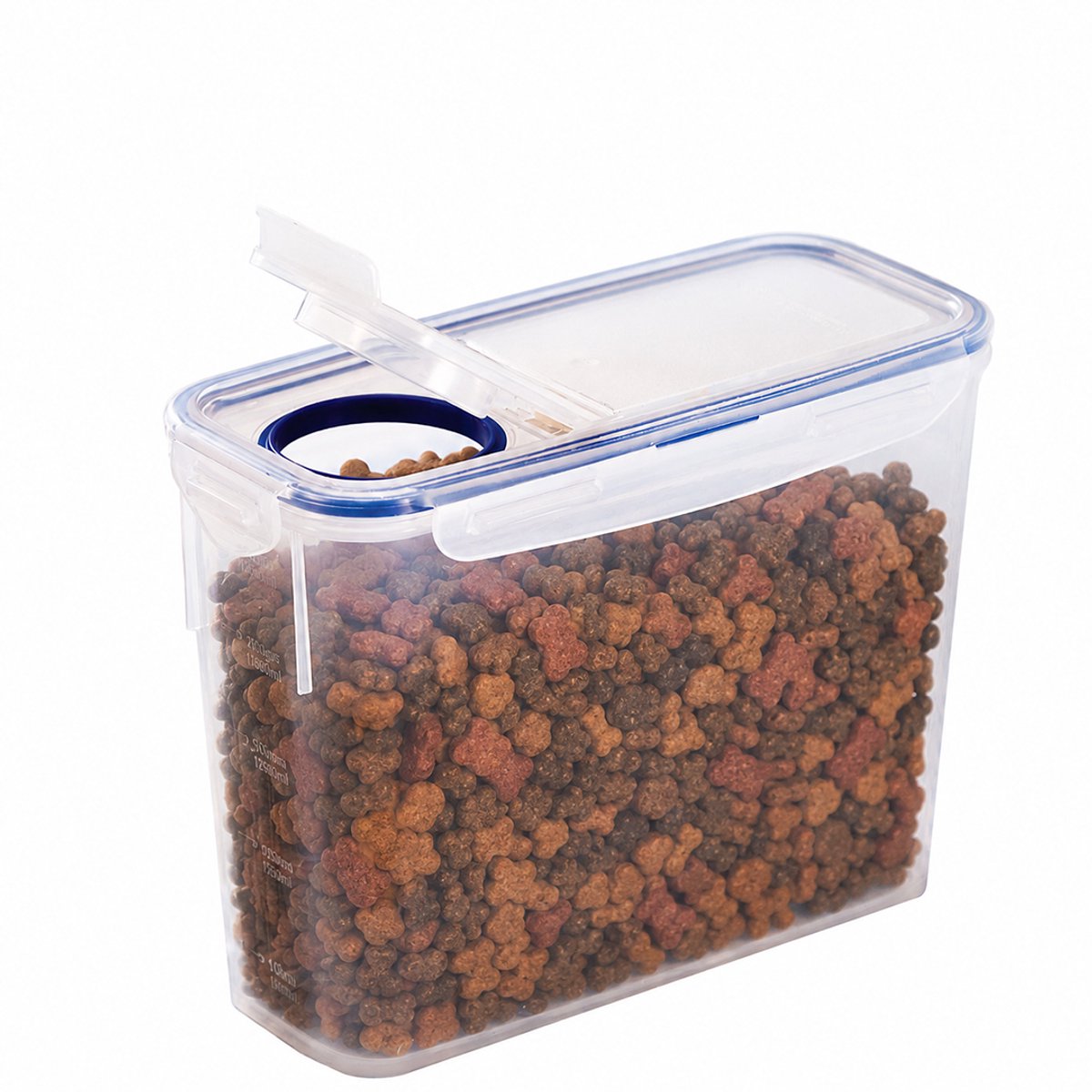 Lock&Lock Voedselcontainer - Hond en Kat - 2,4 liter - Met schenkdeksel - Luchtdicht - Transparant - BPA vrij - PFAS vrij - Voercontainer - Bewaardoos hondenvoer en kattenvoer