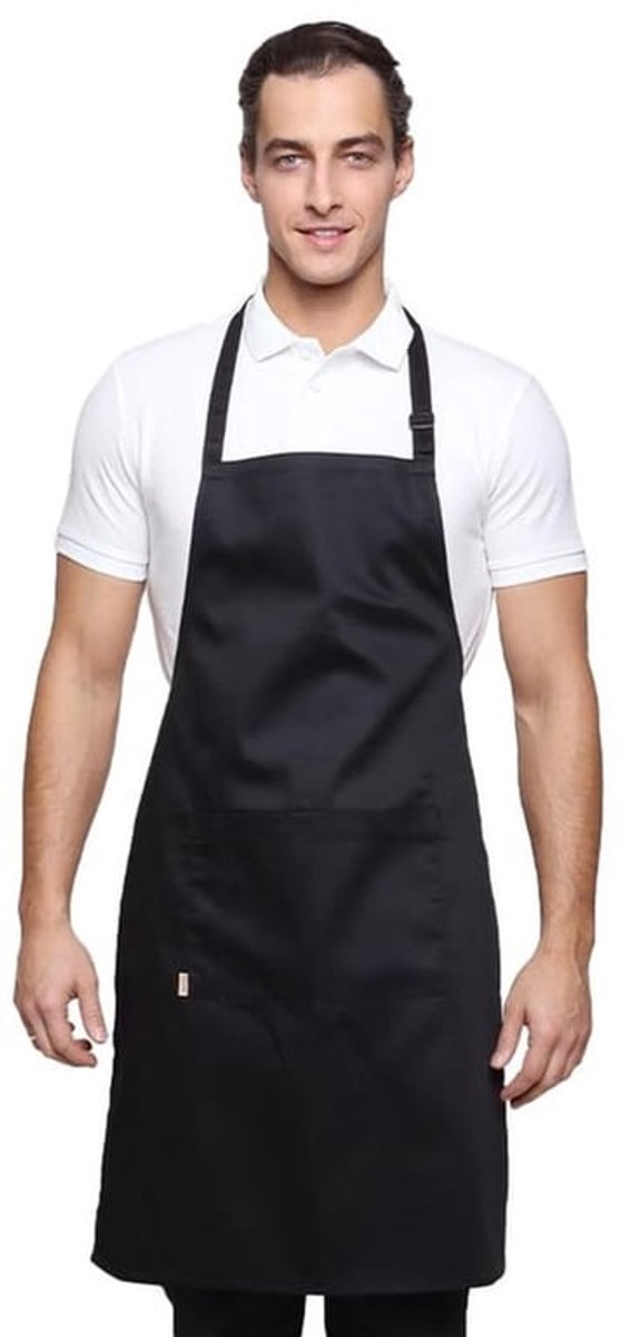 Unisex Chefs Bib Schort met Pocket - Zwart