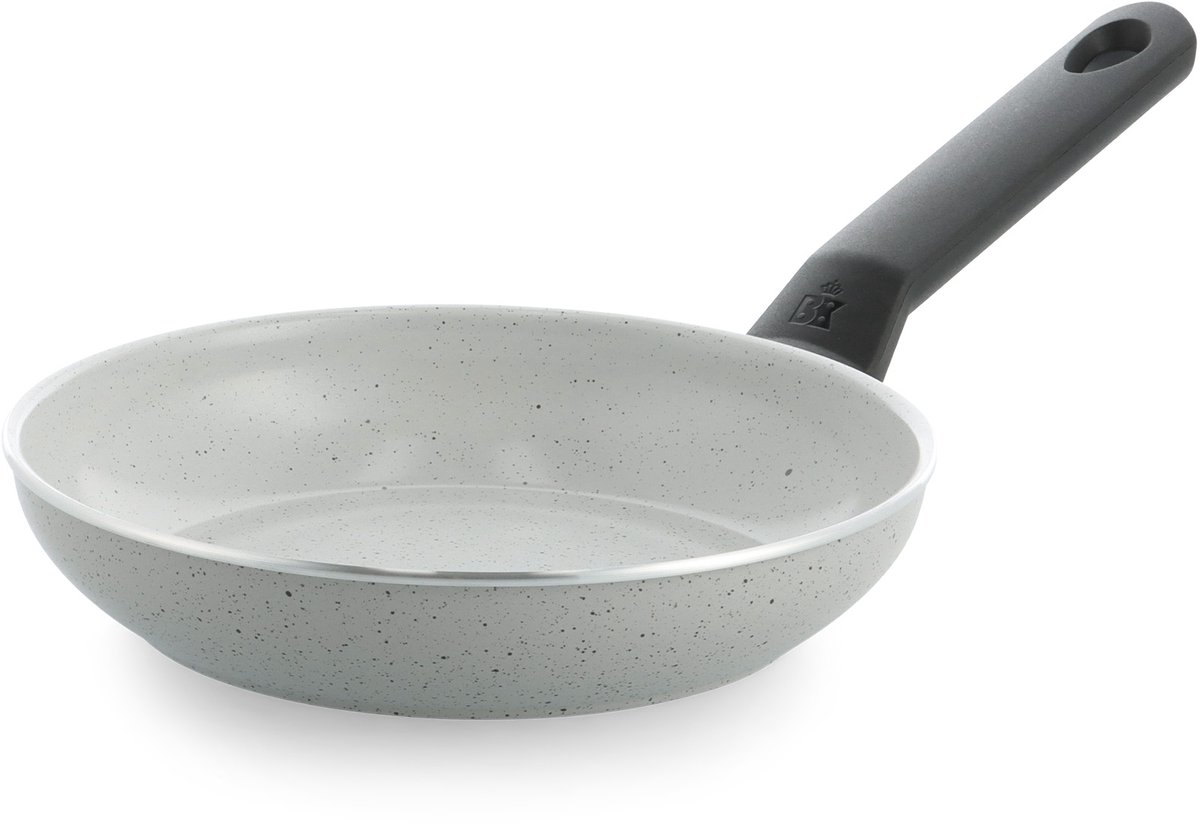 BK Universe Granite Koekenpan 20cm - PFAS-vrije antikleeflaag - Koekenpan inductie - Keramische koekenpan - Ovenbestendig tot 160°C - Koudgreep - Grijs/Graniet