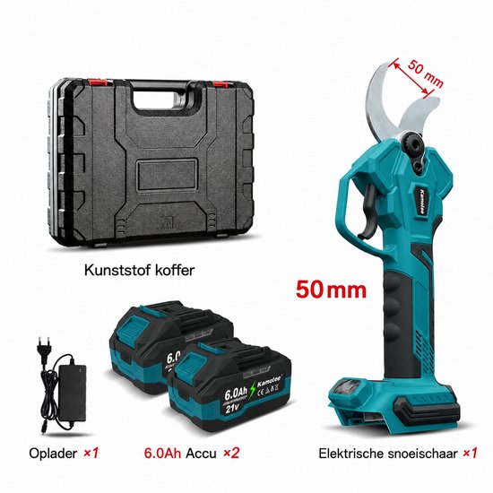 Sello! elektrische snoeischaar 50 mm – draadloos – 2 6.0 Ah accu’s – borstelloze motor – vier standen – instelbare snoeiopening — afbeelding 5