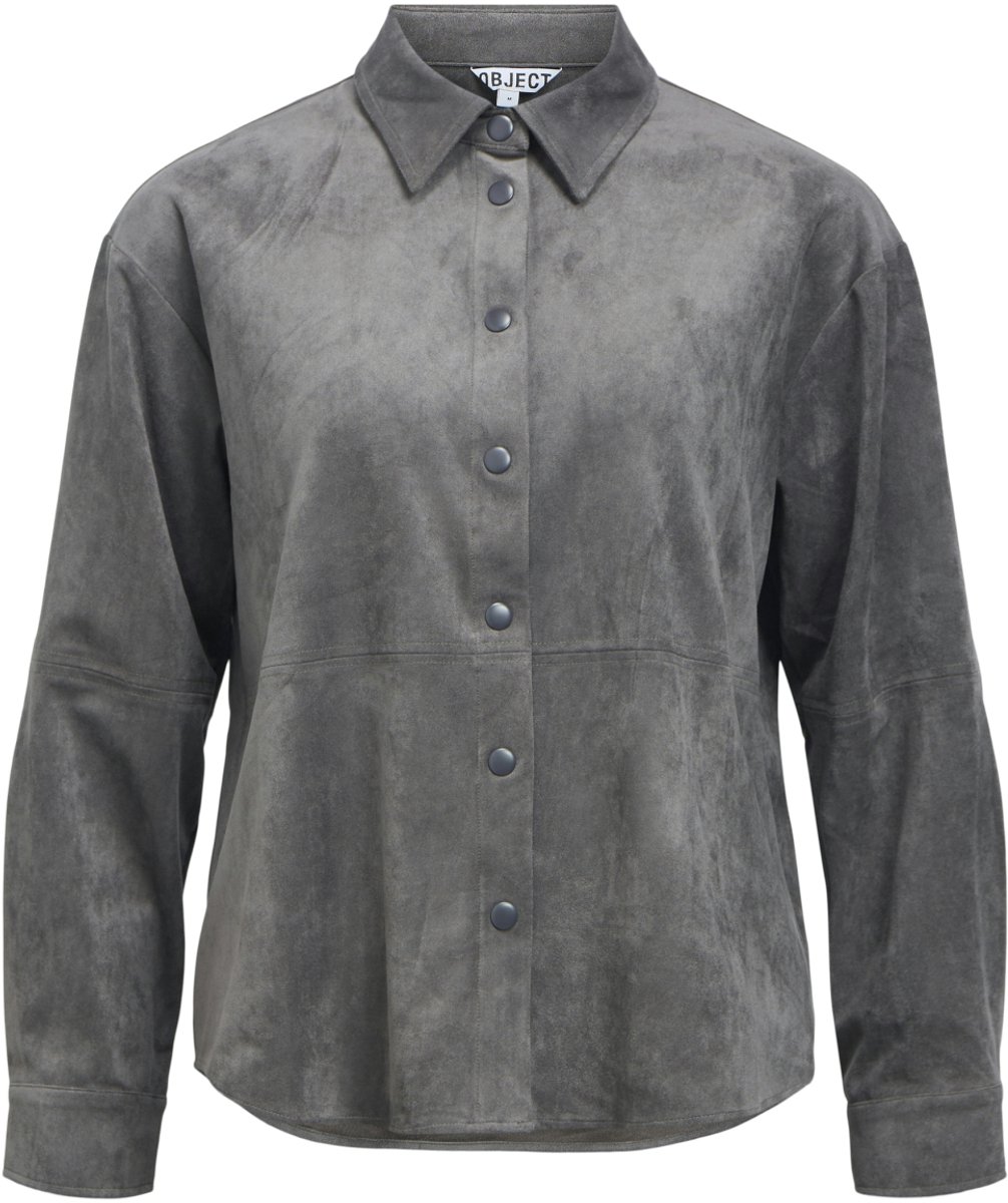 Object Blouse Objmiya L/s Re Shirt 146 23049861 Gunmetal Dames Maat - M