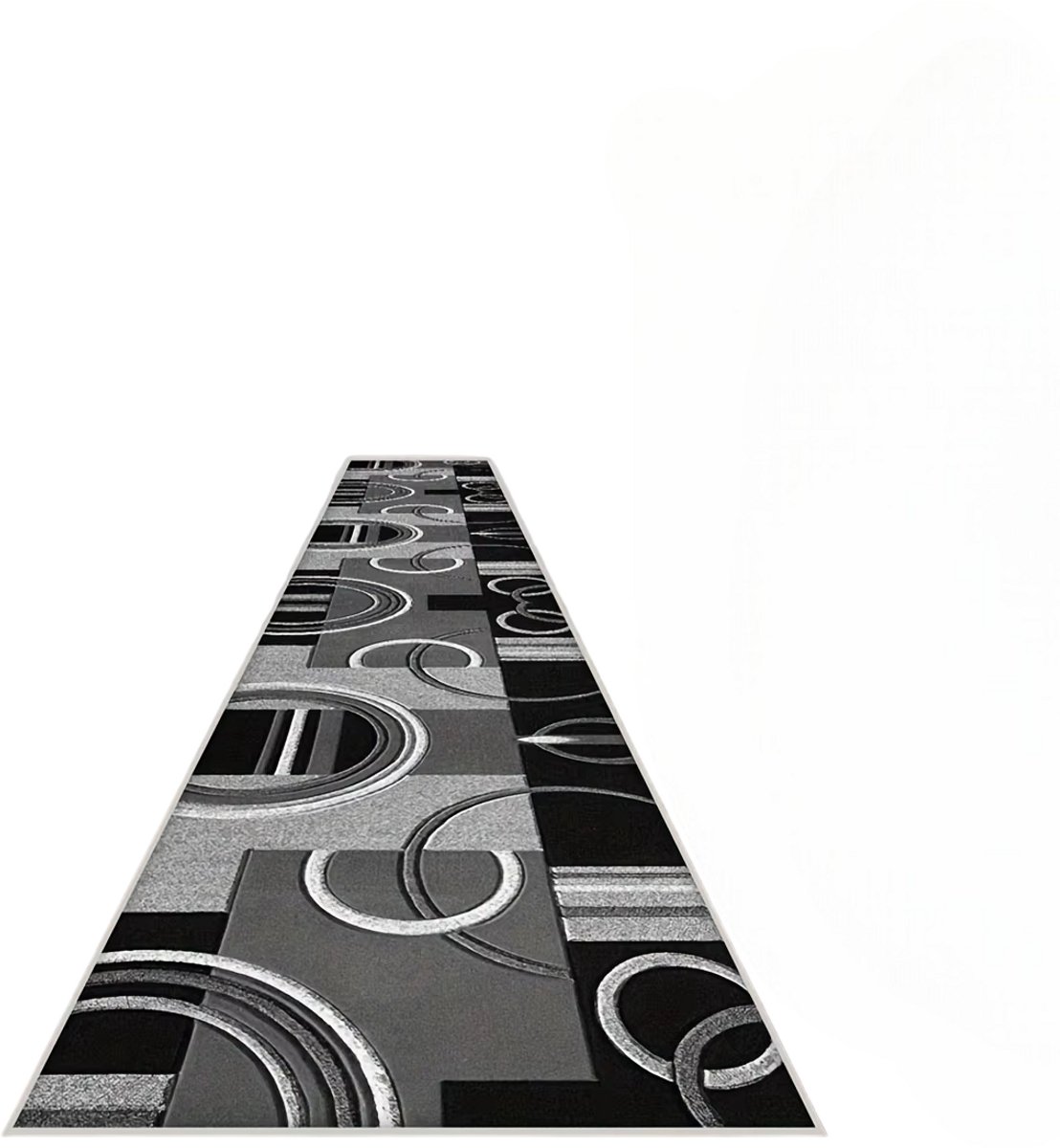Modern Geometrisch Tapijt – Retro Boho Vloerkleed voor Woonkamer, Hal en Slaapkamer, Zwart en Grijs, Decoratief Vloerkleed - Maat 50X150CM