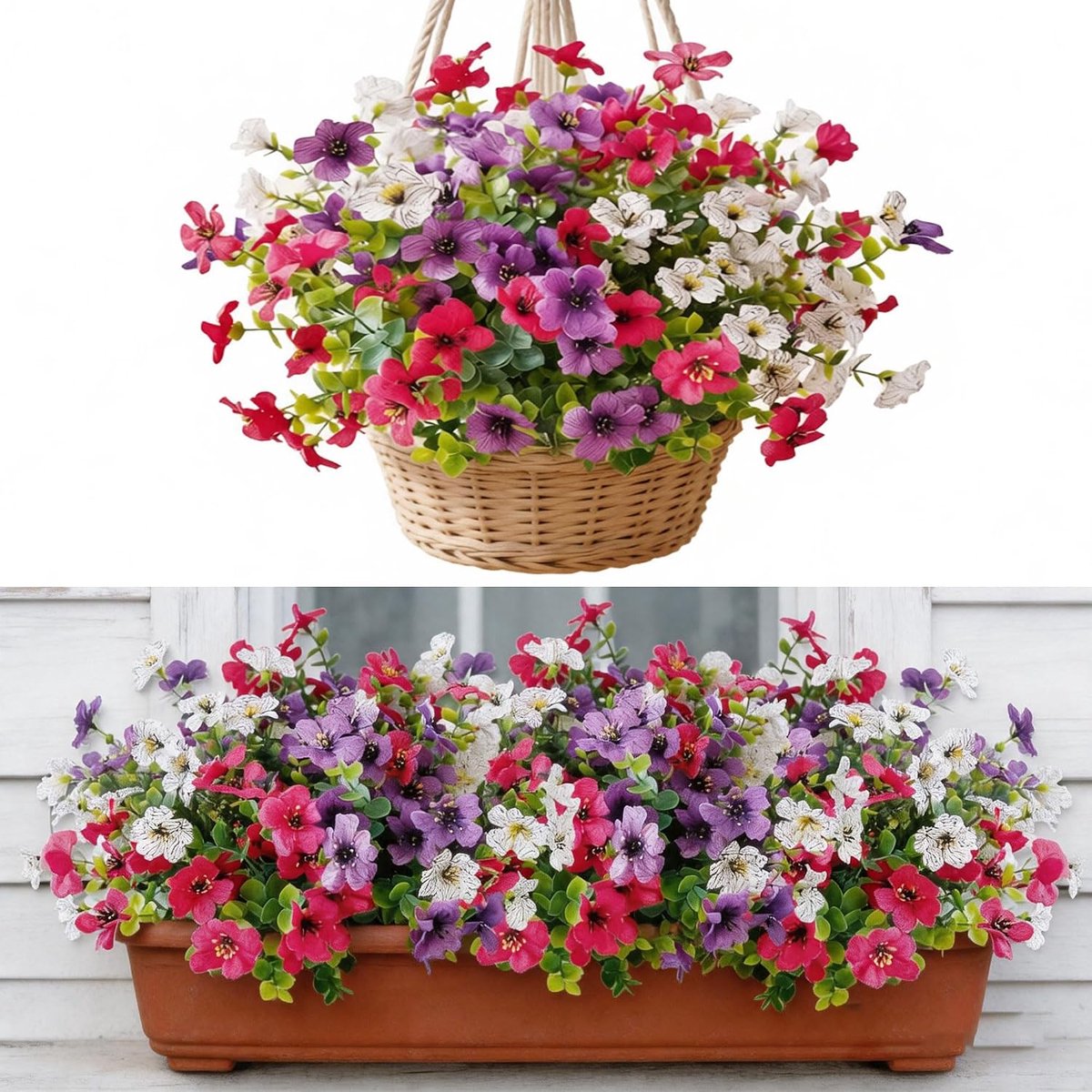 Kunstbloemen Realistisch - Weerbestendig voor Binnen en Buiten - Ideaal voor Balkon - 6 Stuks in 3 Kleuren