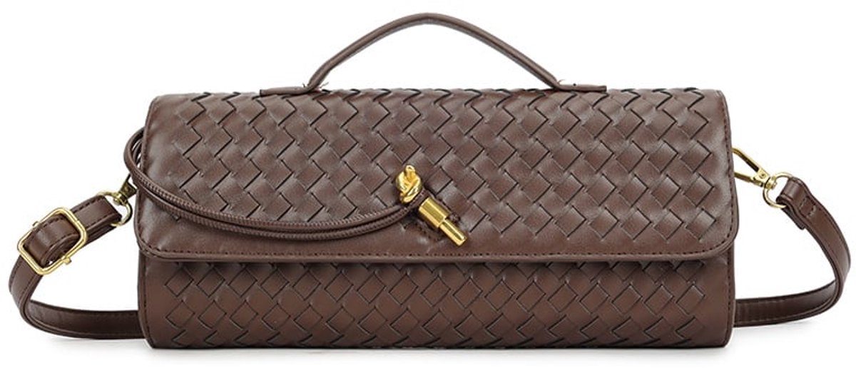 Giuliano kunstlederen gevlochten clutch Zita - Dames - Koffie