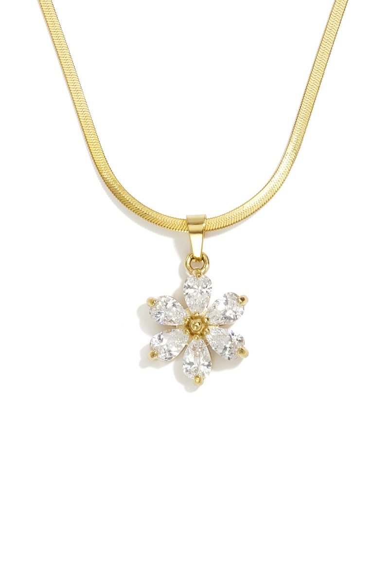 Botanische Schakelketting met Subtiel Bloemmotief – RVS - Goud