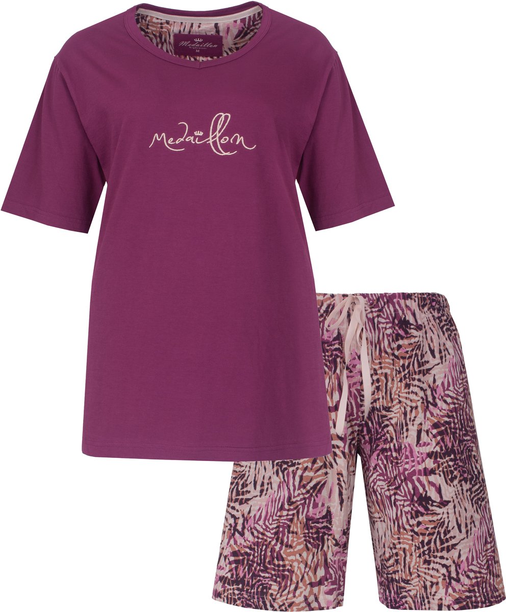Medaillon Dames Shortama - Korte Mouwen - Violet - Maat XL