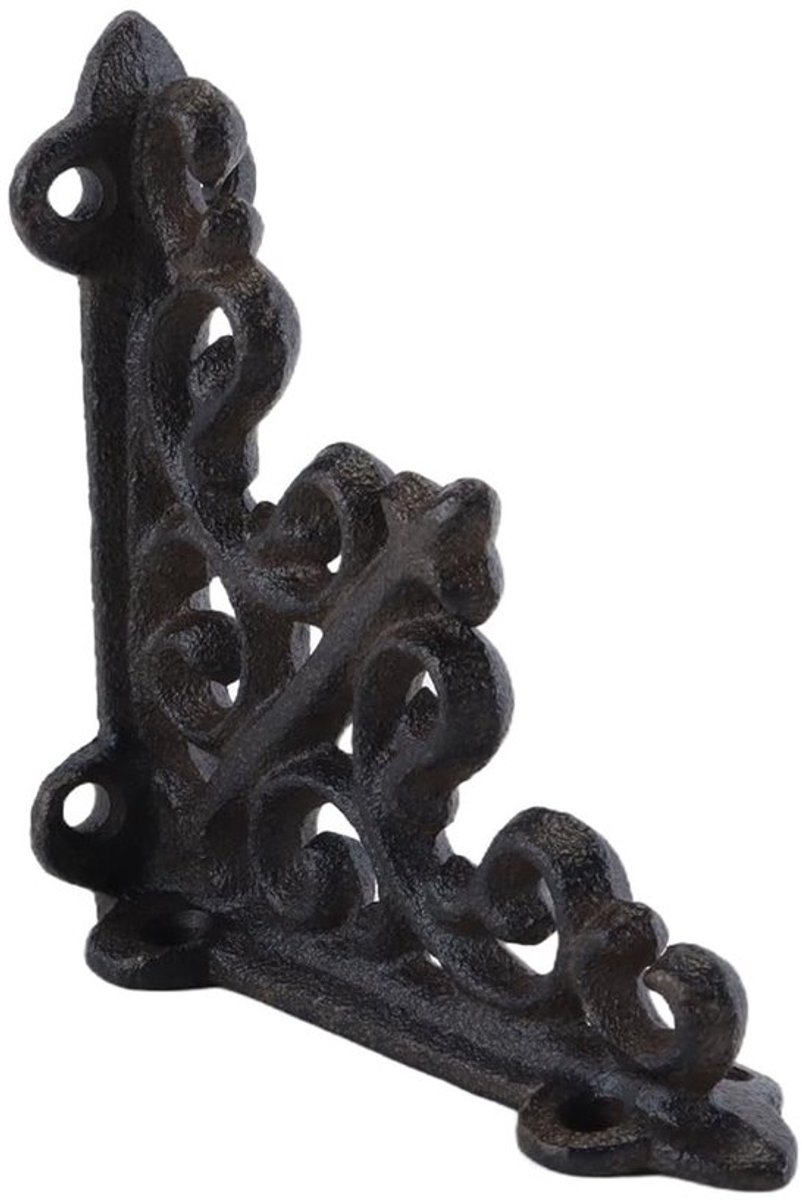 Plankdragers Decoratief - Gietijzeren Beugels - Wanddecoratie - Set van 2 - 10,1 x 9,9 x 2,7 cm - Geschikt voor Landelijke/Industriële Stijl - Plankbeugels