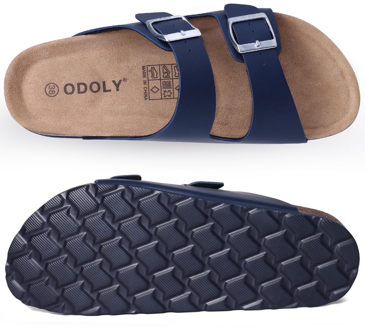 Olanly - PU Clogs - Casual Sandalen - Met Voetboogsteun - Marineblauw - 38 - Geschikt voor een voetlengte van 24,1cm