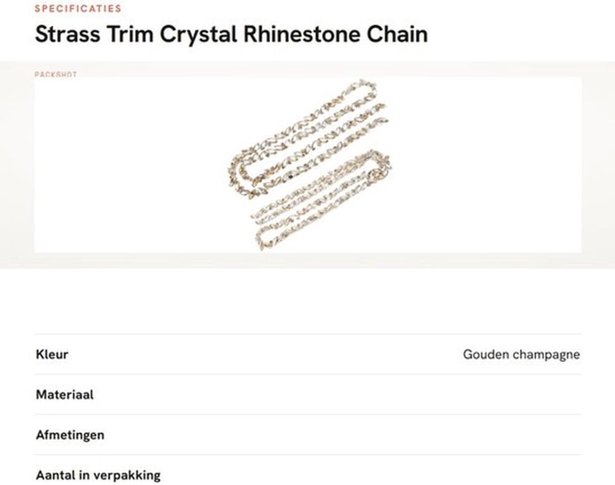 Strass Trim - Glazen Klauwketting - Kristallen Rhinestone Ketting - Kledingaccessoires - Bruidskostuum Decoratie - Hoogwaardige Strass Ketting - Kralenketting