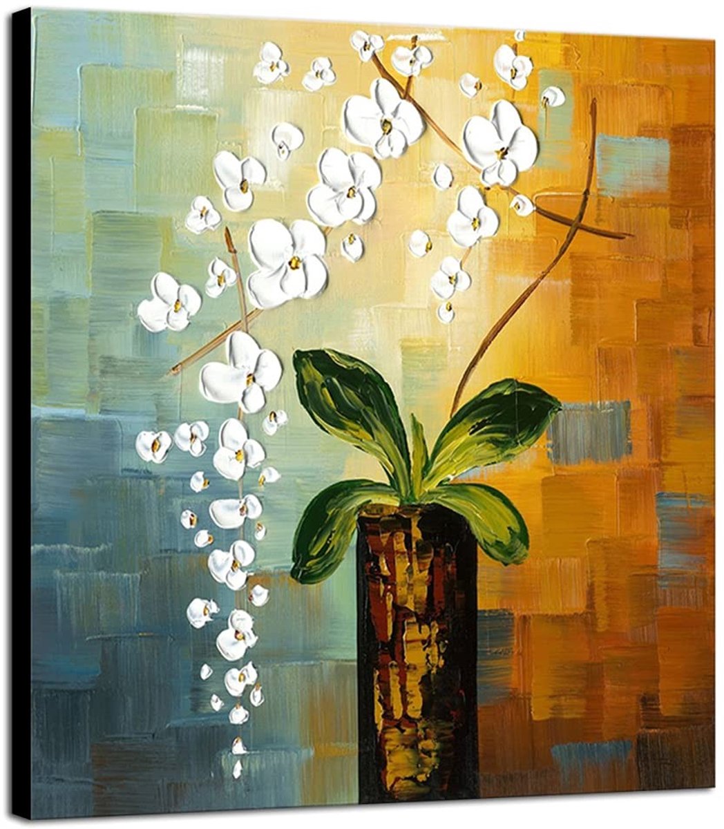 Solidchoice - Schoonheid van het Leven Handgeschilderde Abstracte Bloemen Canvasprint