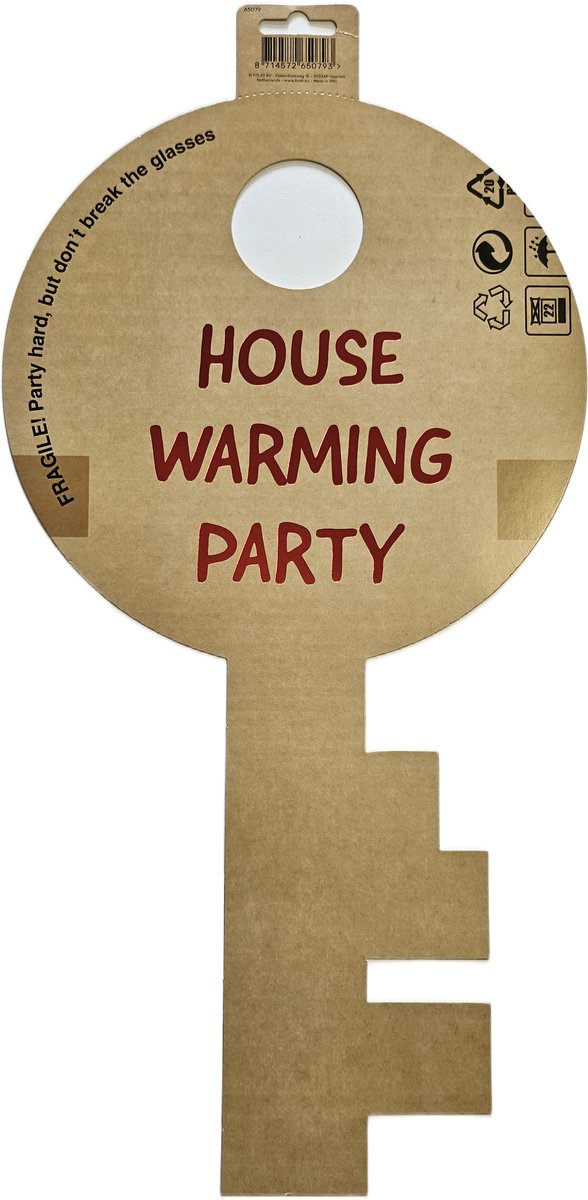 2 stuks Housewarming Sleutel - Folat - 45 bij 25 cm - Karton - Zo leuk! - Kado, Sleutel overdracht, Versiering, Nieuw Huis, Makelaar, Meerdere huizen, Thema, Verhuizing, Feest, Give a Way, Oplevering, Gift, Kado