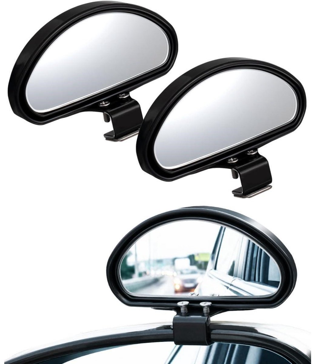 SSTRWGOOD 2 Stuks Dodehoekspiegel voor Achteruitkijkspiegel - Grote Hoek Convexe Spiegel - 360° Verstelbaar voor Veilig Rijden - Geschikt voor Auto, SUV, Bestelwagen en Vrachtwagen - Kunststof - 11x8x5cm