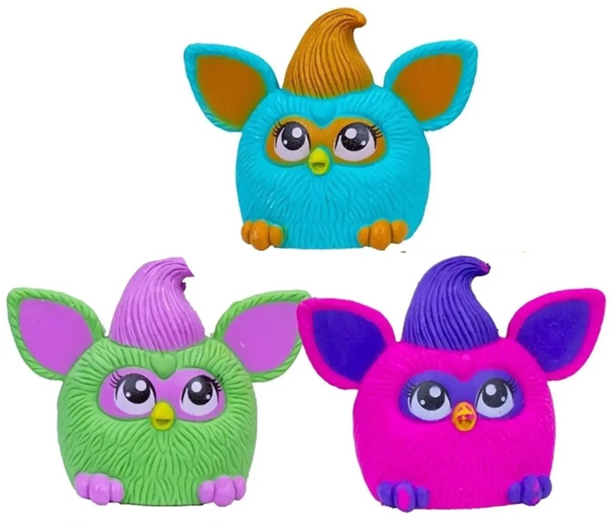 Furby 3D gummetjes 3 pack - Voor thuis of op school - Back to School - 4 cm groot