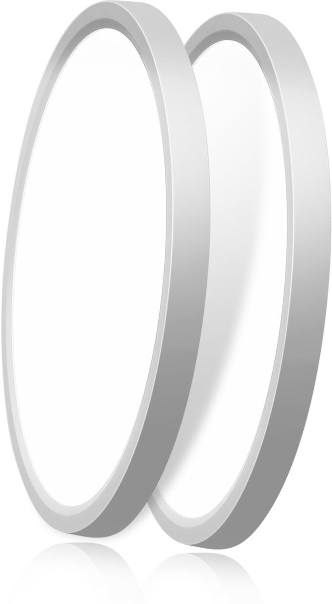 Oraymin Set van 2 LED Plafondlampen Rond 24W – Ø30 cm – 3 Lichtkleuren 3000K/4000K/6500K – IP44 – Wit