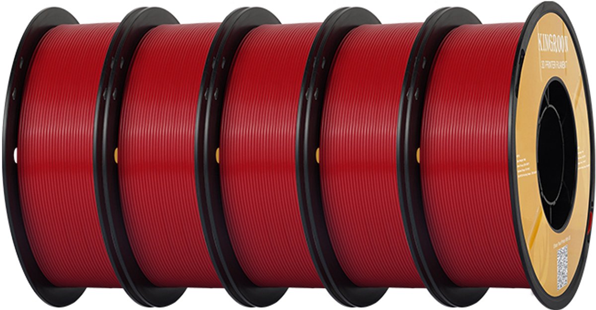 KINGROON PETG Filament 1,75 mm 5 kg Rood – 3D Printer Filament voor FDM/FFF 3D-Printers – Hoge Sterkte, Nauwkeurig en Eenvoudig te Printen
