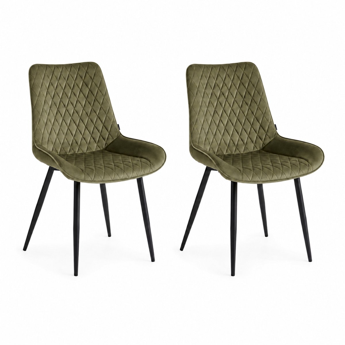 Colenis Adama Eetkamerstoel - Set Van 2 - Olijfgroen - Velvet - Fabb - Industrieel