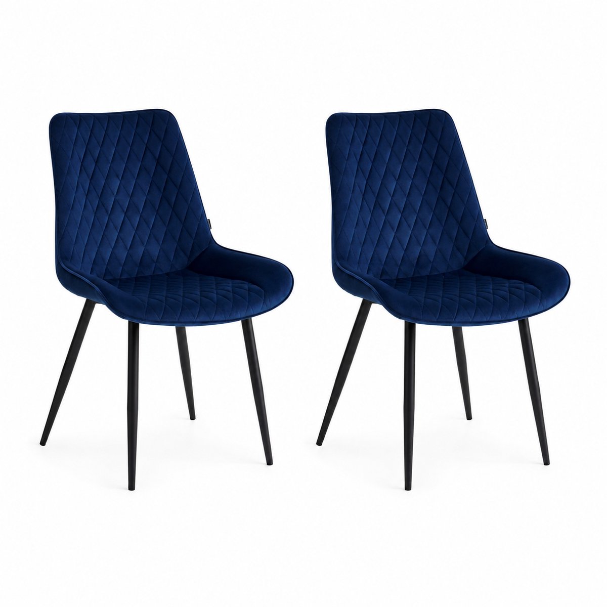 Colenis - Adama Eetkamerstoel - Set Van 2 - Blauw - Fluweel - Velvet - Industrieel