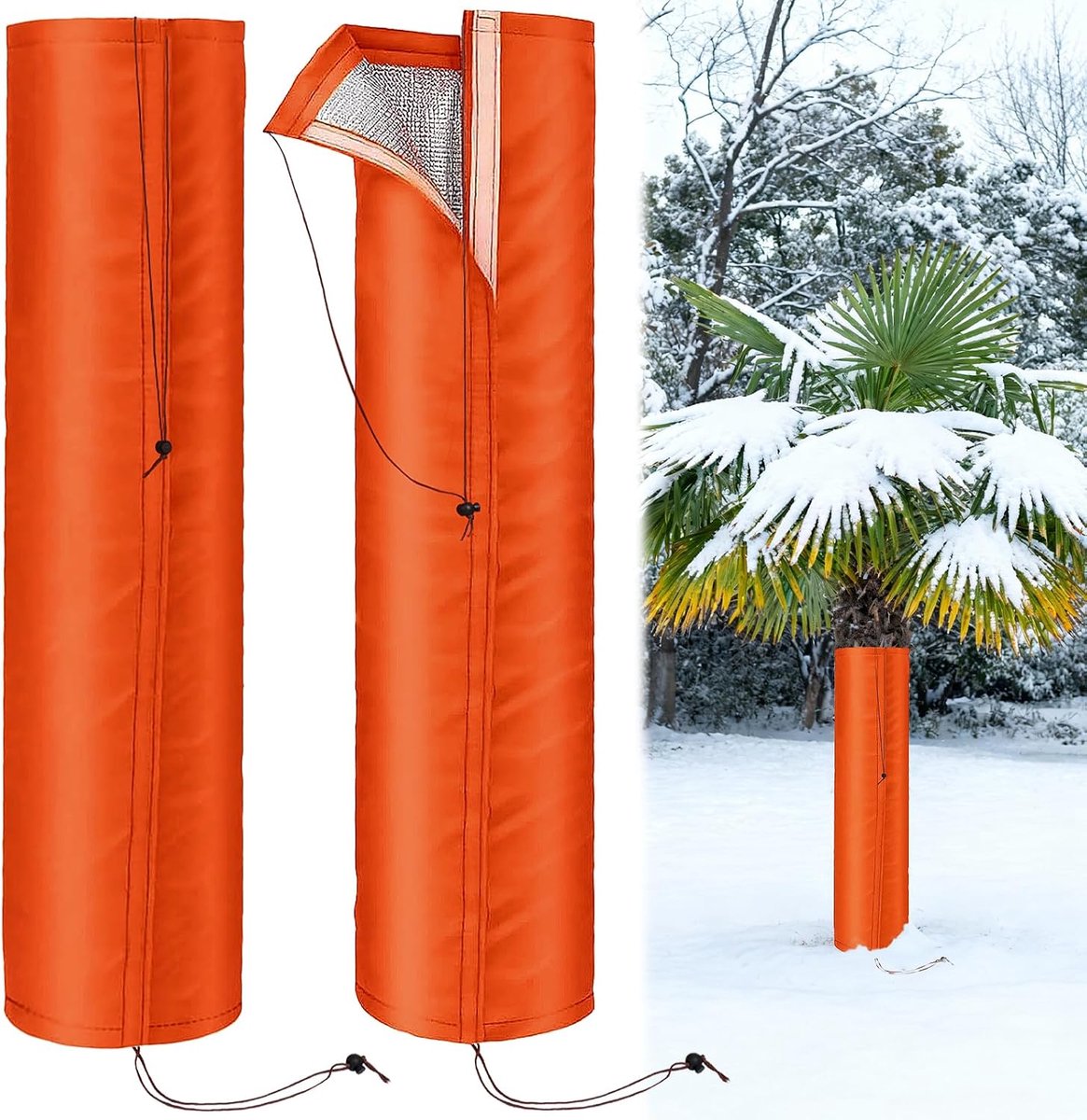 Boombescherming - Winter boomstam - Bescherming palmboom - Winterhoes - Plantenhoes - Vorstbescherming planten - 3-laags thermische plantenhoes met trekkoord - 2 stuks - 20 x 100 cm