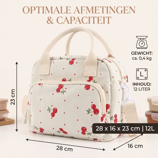 Namajunas - Lunchtas - Kleine geïsoleerde lunchtas, 12 liter inhoud, geïsoleerde lunchtas voor dames, met handvat en verstelbare schouderband, 5 vakken, PEVA-voering, geschikt voor werk, school, picknicks en uitstapjes. van Namajunas — afbeelding 2