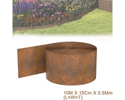 Gazonrand Cortenstaal 10m – Rechte Vlakke Metalen Bedrand – Flexibele Borderrand met Roestlook – 15 cm Hoog