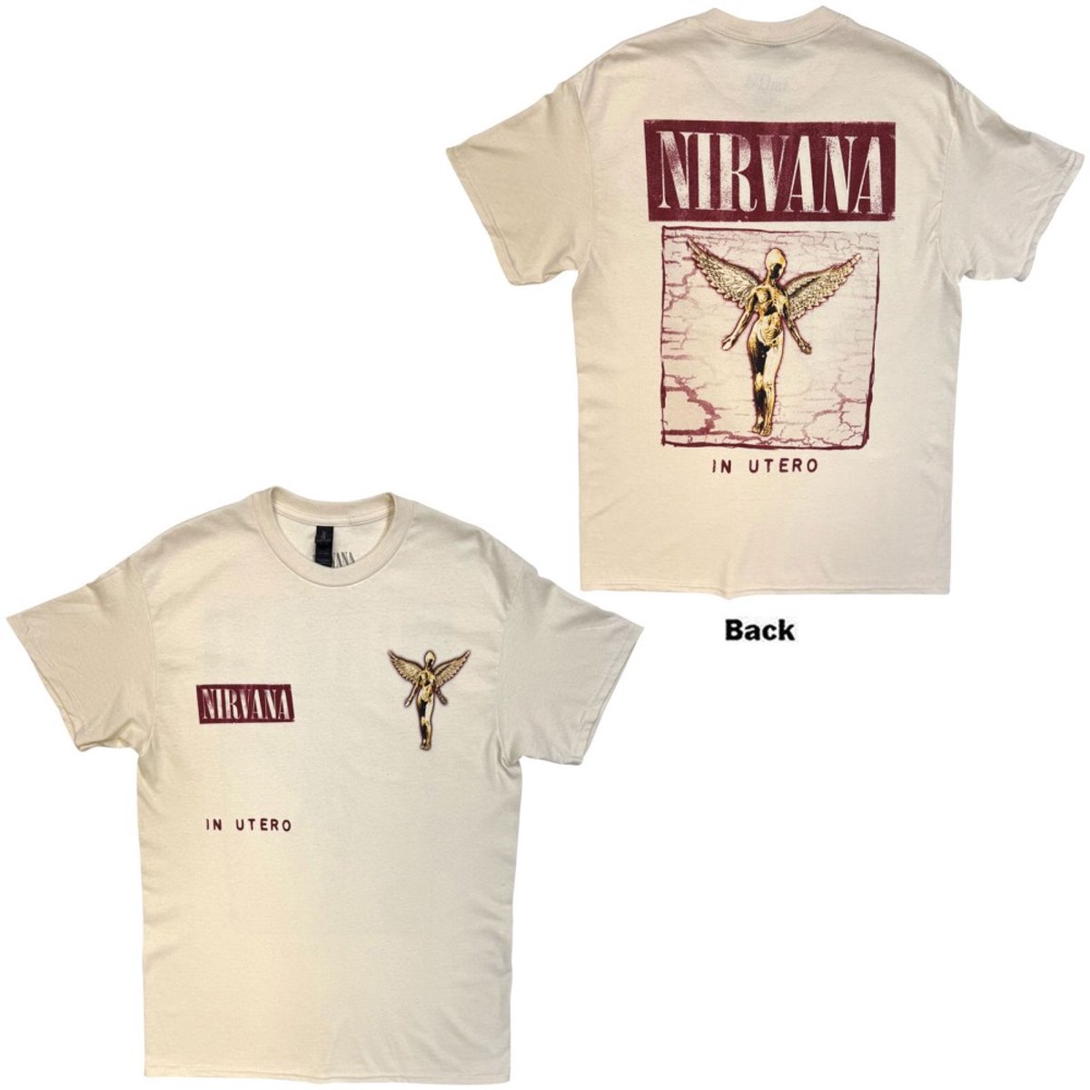 Nirvana - In Utero Cover Heren Tshirt - M - Creme