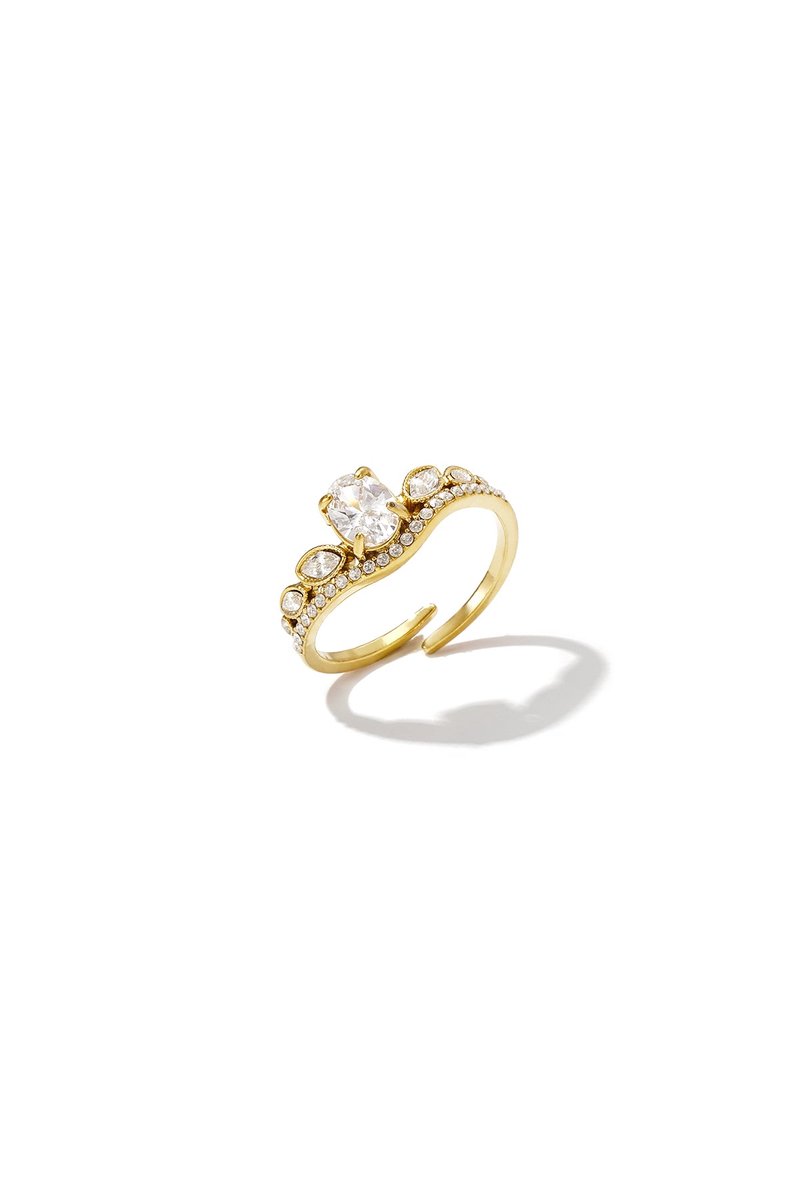 Lara - Ring - Strass - Stainless Steel - - Goud
