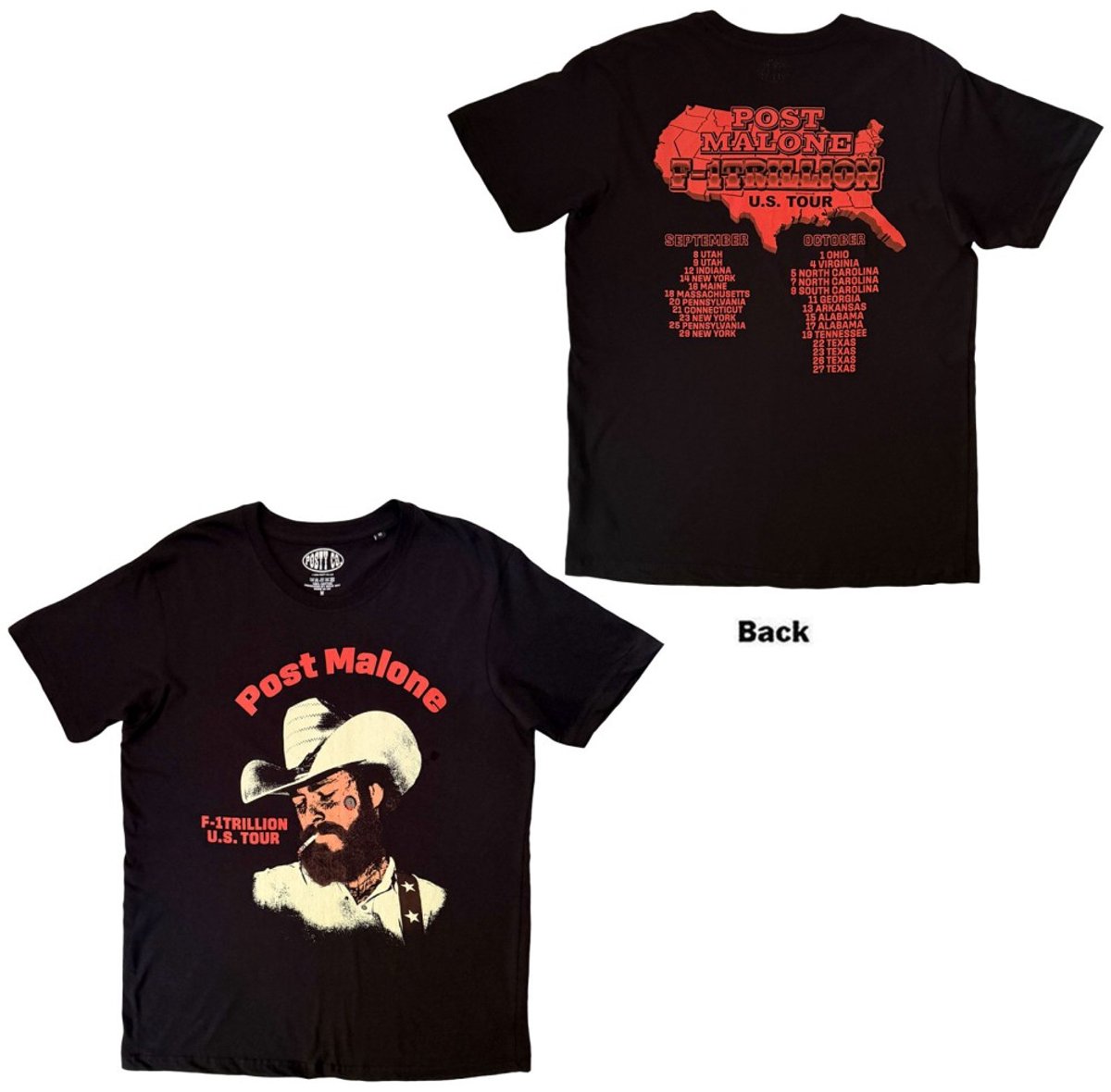 Post Malone - U.S. Tour Heren Tshirt - XL - Zwart