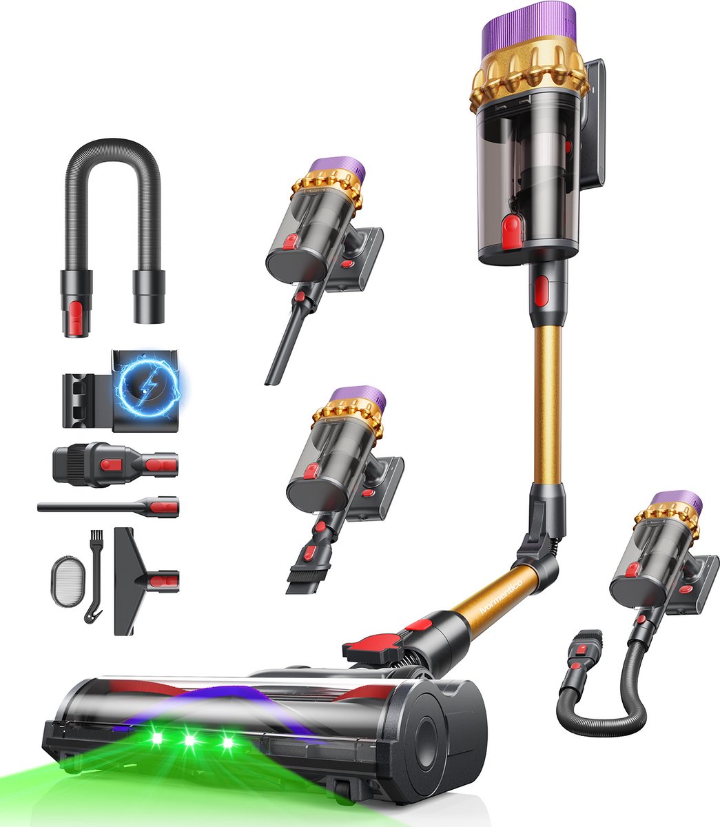 Konsoefuly Draadloze Steelstofzuiger — 650W Borstelloze Motor Met 125000 Omwentelingen per Minuut — 70 Minuten — 3 snelheden — Extra HEPAfilter