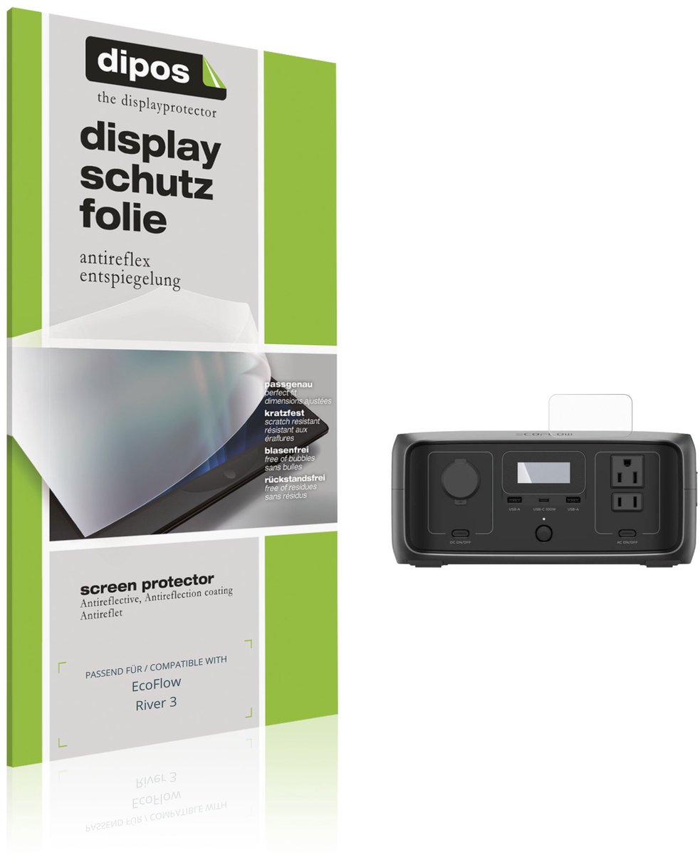 dipos – 2x Matte Beschermfolie geschikt voor EcoFlow River 3 | Krasbestendige & antireflecterende Screenprotector Ultra-Thin