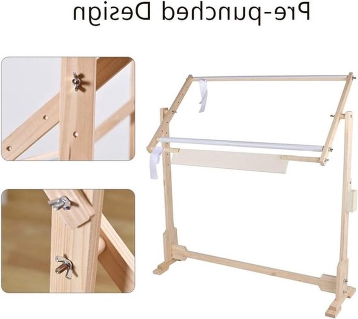 Verstelbaar borduurframe met 5 hoogte-instellingen en 360 graden draaibare bovenkant - grote schootstandaard en vloerstandaard voor comfortabel borduren en handwerken
