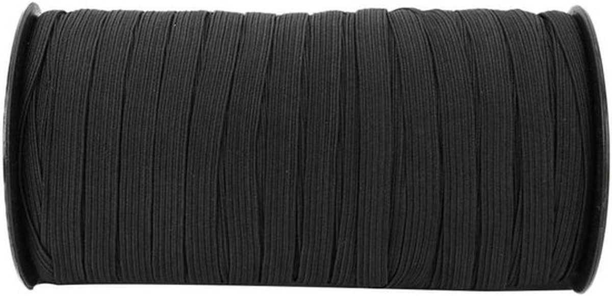 Rubber Band van 8 mm voor DIY Kleding - 100 Yard Flat Knit Elastische Naaiaccessoires in Zwart