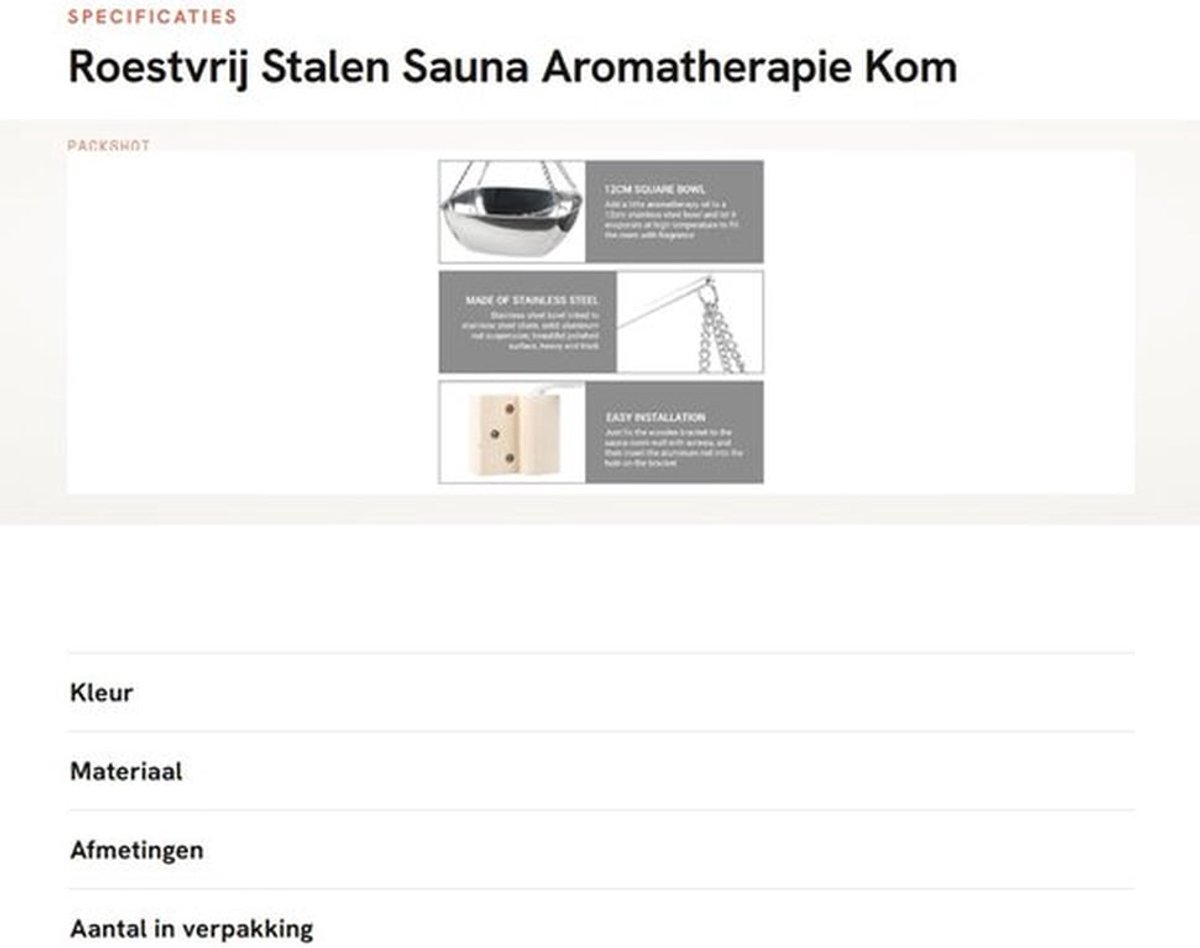 Aromatherapiekom Roestvrij Staal - Wandmontage - Verstelbare Schommelarm - Sauna Accessoires - Voor Thuis Spa - 20cm/12cm - Sauna Oliehouder