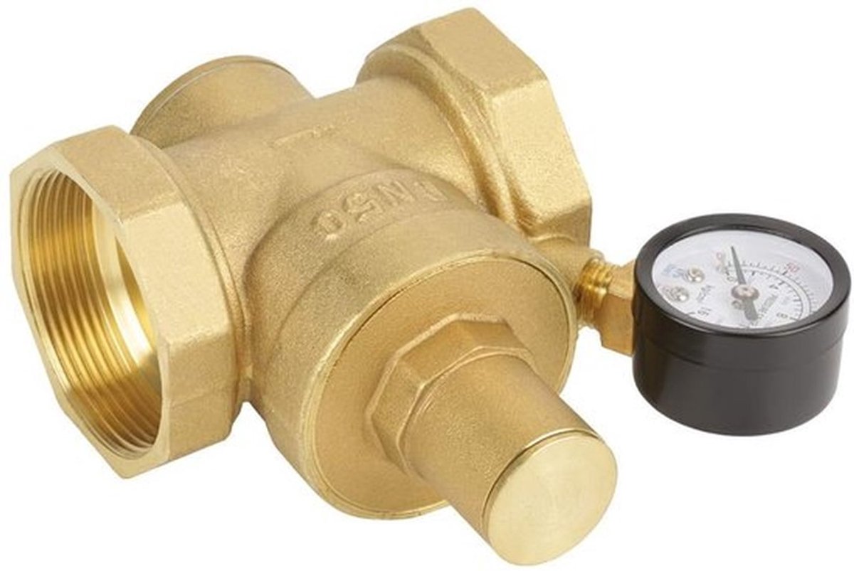 Waterdrukregelaar DN50 - Instelbare Drukregelaar - Messing - Duurzaam Gebruik - Geen Bypass - Max. Druk 1,6 Mpa