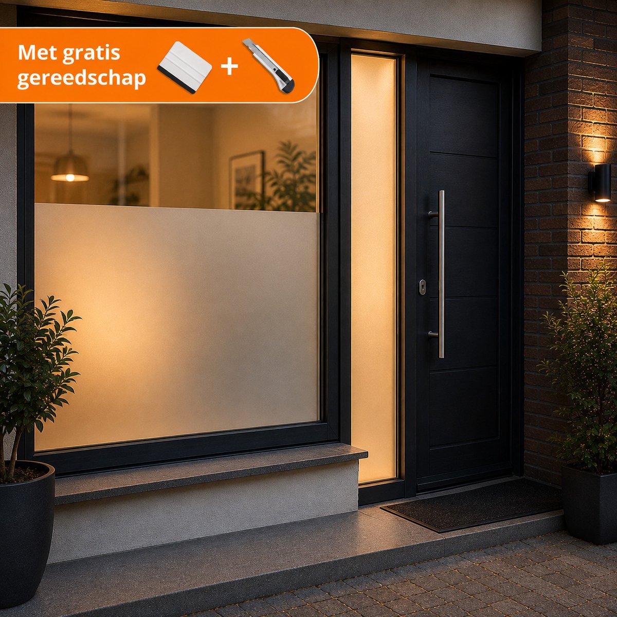 Muursticker4sale.nl HR++ Raamfolie Anti-Inkijk Zelfklevend – Mat Melkglas Privacyfolie + Gratis Plakset - 30 x 300 cm Geen kleur