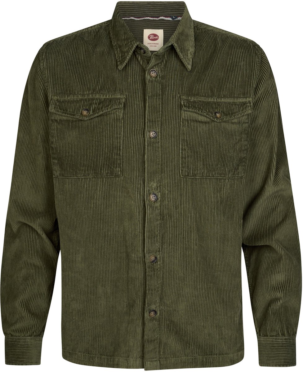 Petrol Industries - Heren Corduroy overshirt met brede rib ironmeadow - Groen - Maat XL
