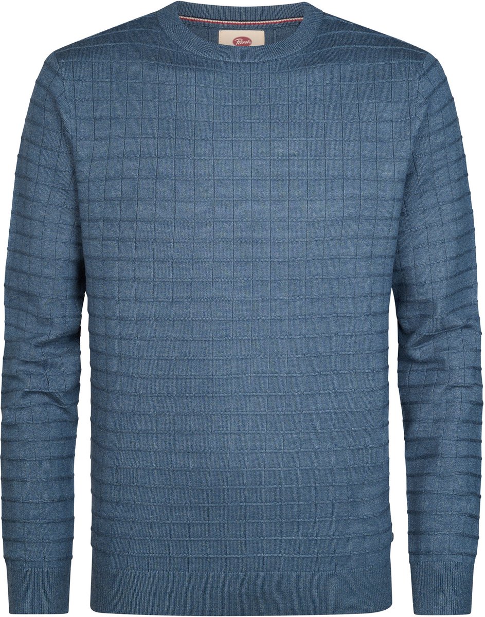 Petrol Industries - Heren Trui met ruitstructuur bridgestone - Blauw - Maat L