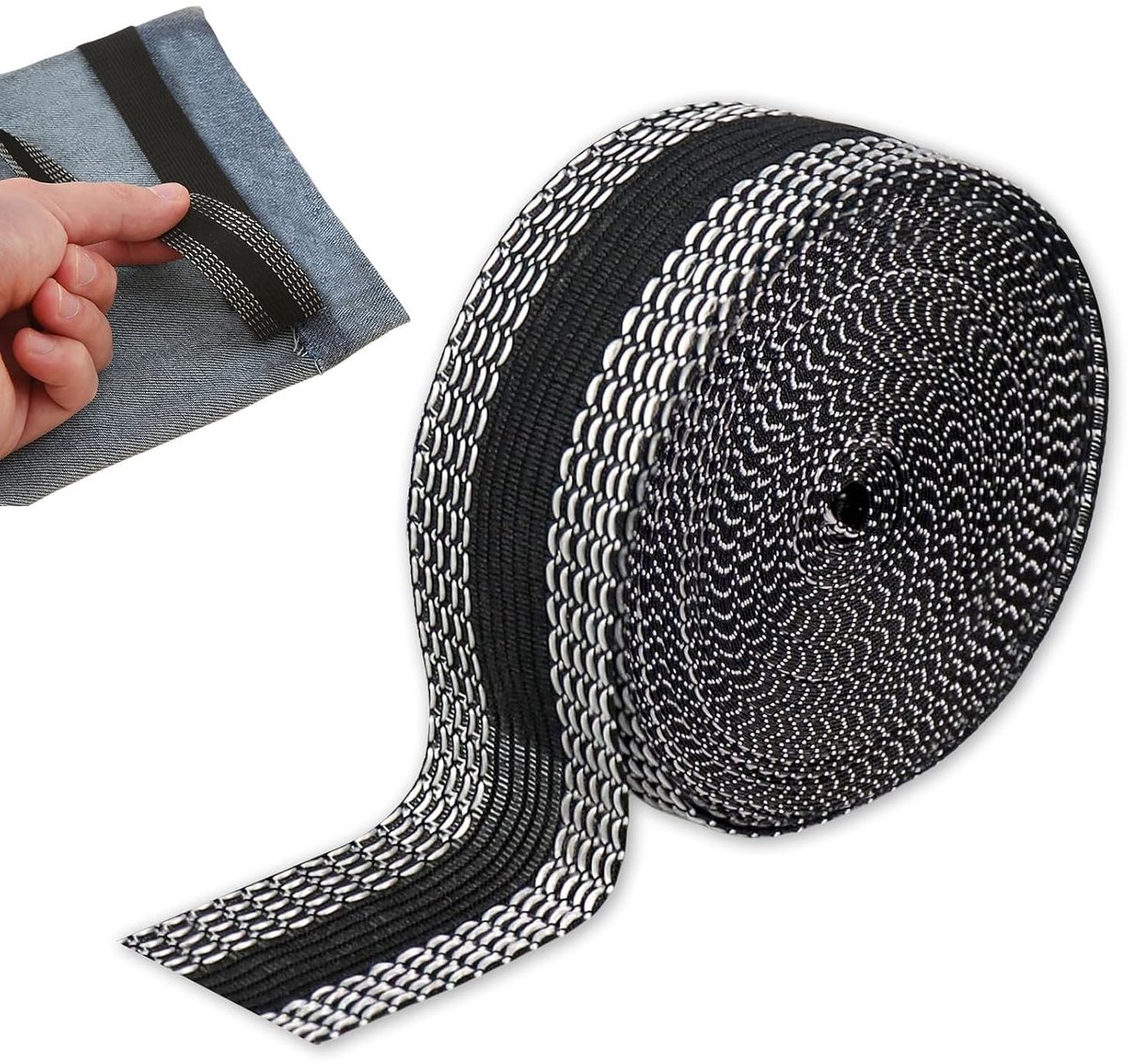 Strijkbare Zoomband - Zwart - 2,5 cm x 10 m - Wasbare en Zelfklevende Tape - Voor Kleding en Stoffen
