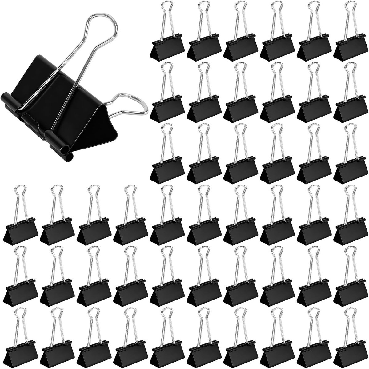 48 Stuks Zwarte Binder Clips 51mm - Metalen Vouwclips voor Documenten, Notities en Schoolbenodigdheden