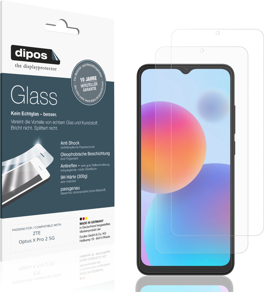 dipos – 2x Matte Pantserfolie geschikt voor ZTE Optus X Pro 2 5G | 9H Screenprotector