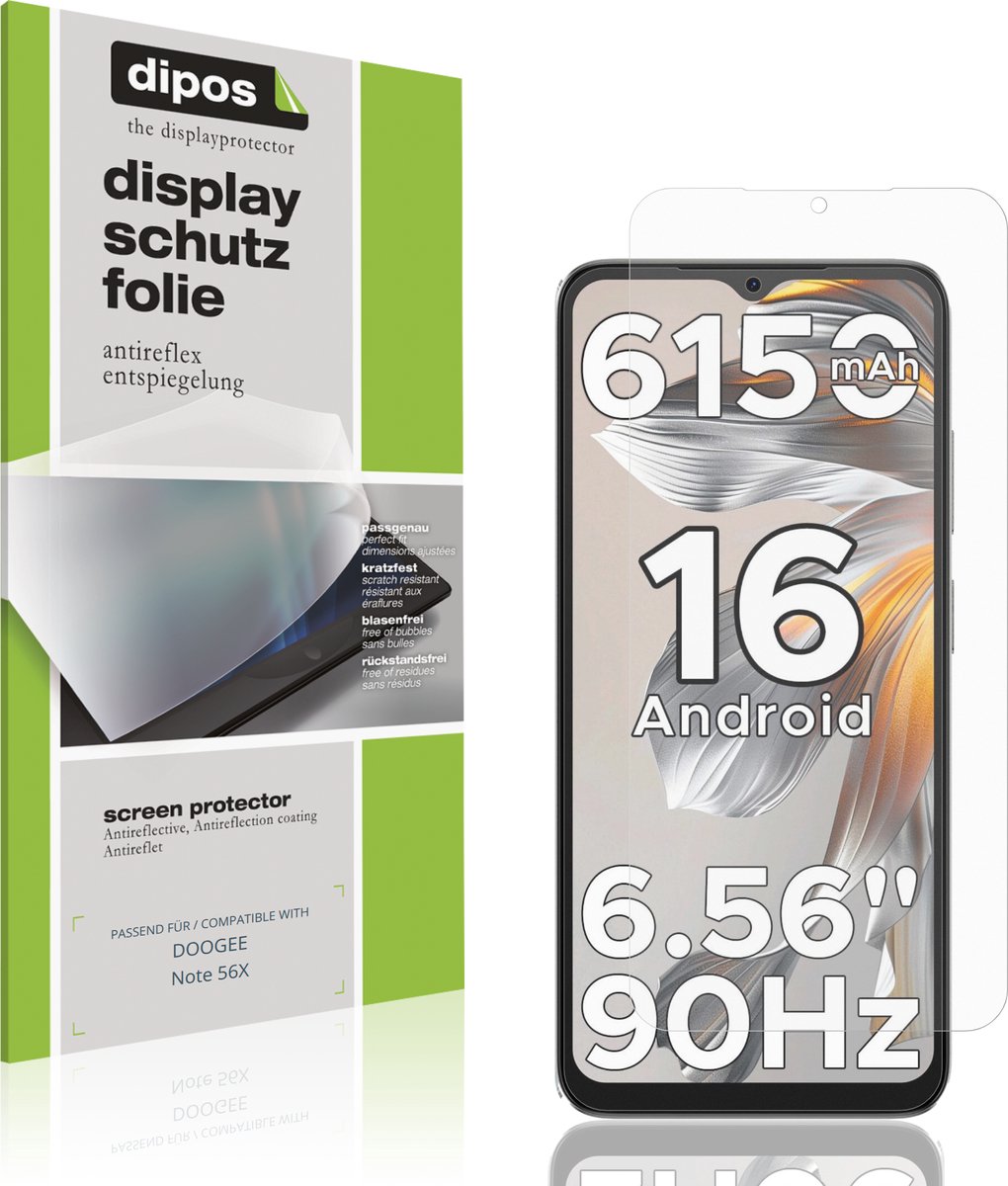 dipos – 4x Matte Beschermfolie geschikt voor DOOGEE Note 56X | Krasbestendige & antireflecterende Screenprotector Ultra-Thin