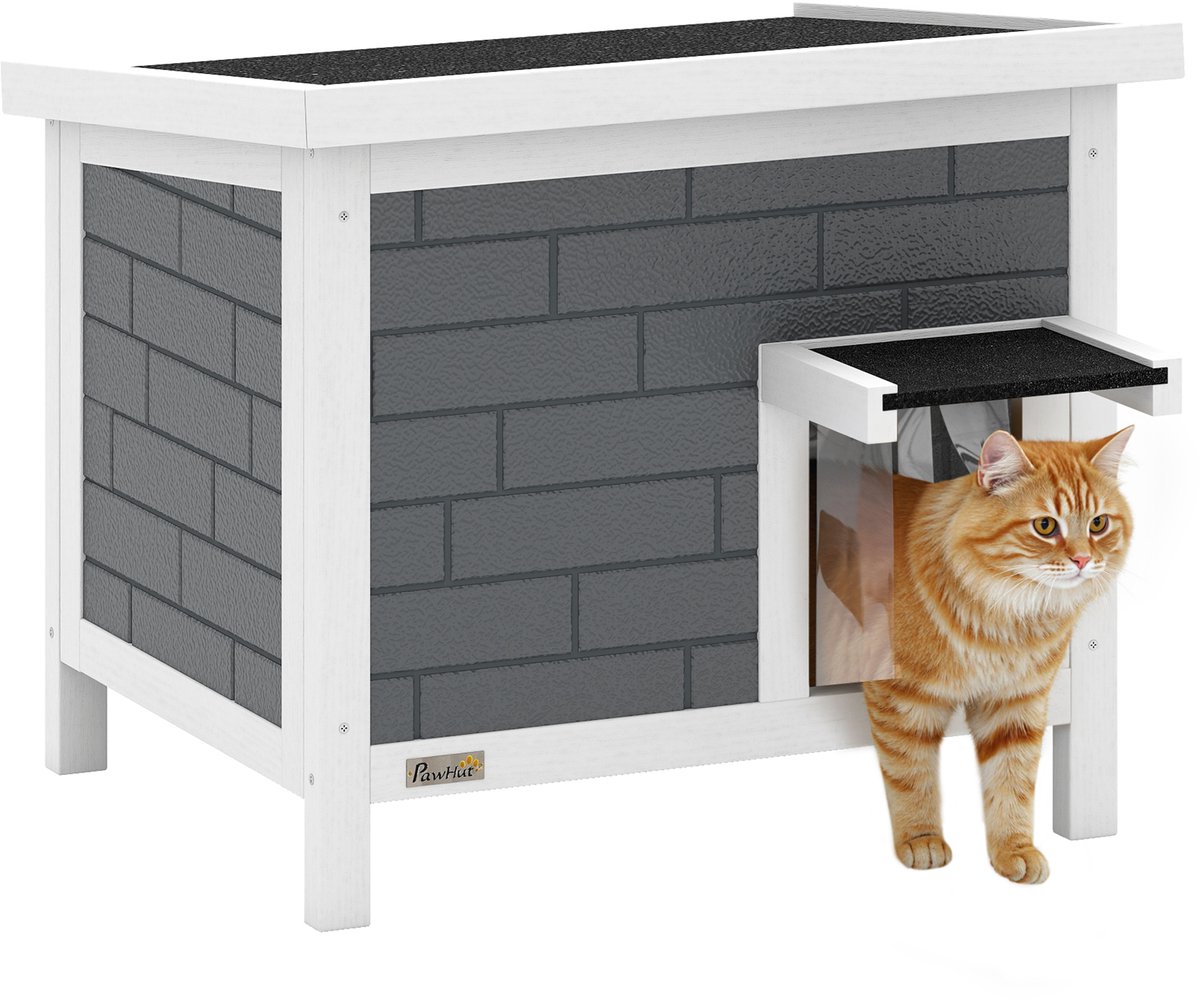 PawHut Cat House-Tannenholz, Aluminium-61L x 51B x 53,5H cm-Grau